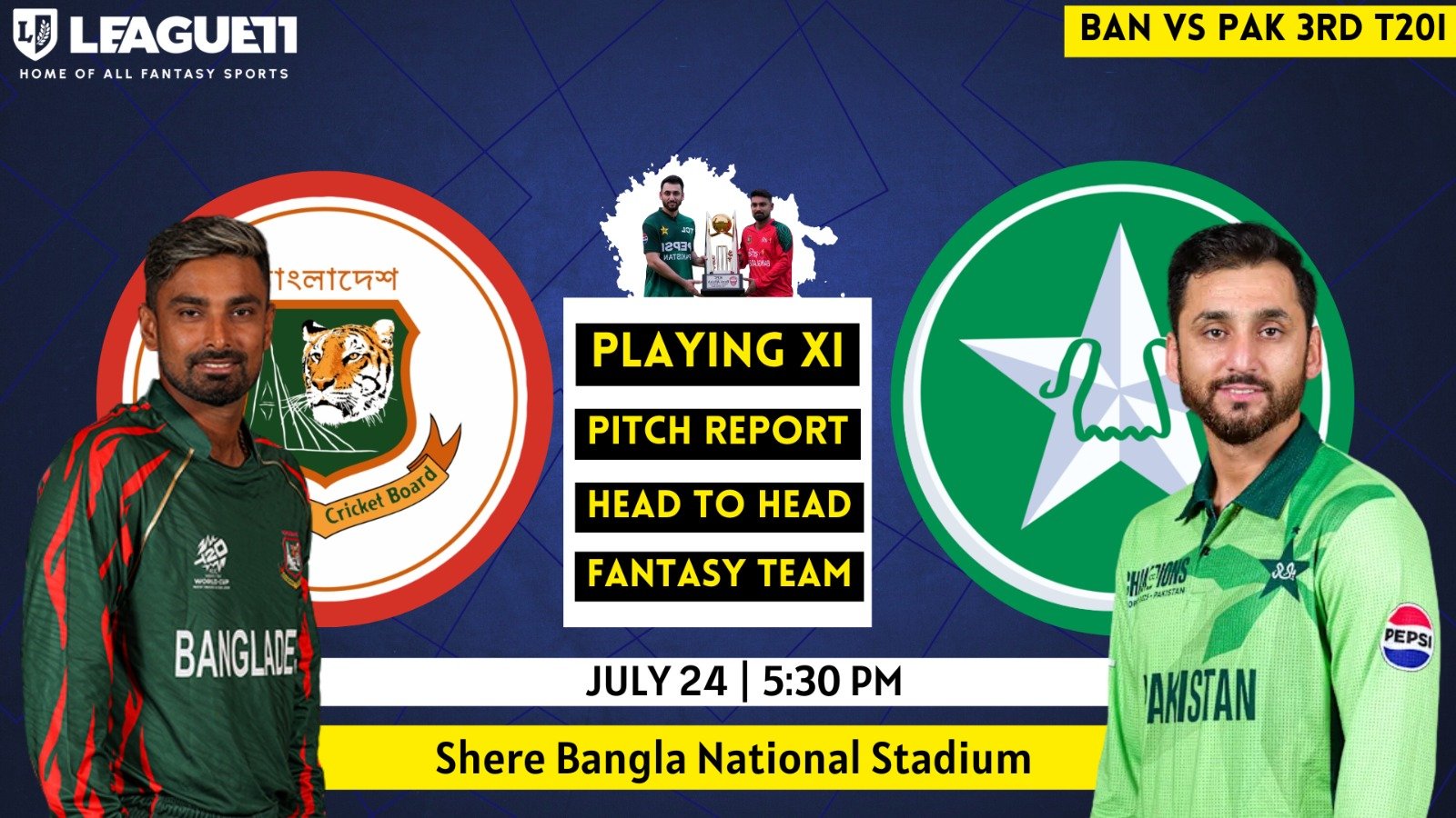 BAN VS PAK 3RD T20I