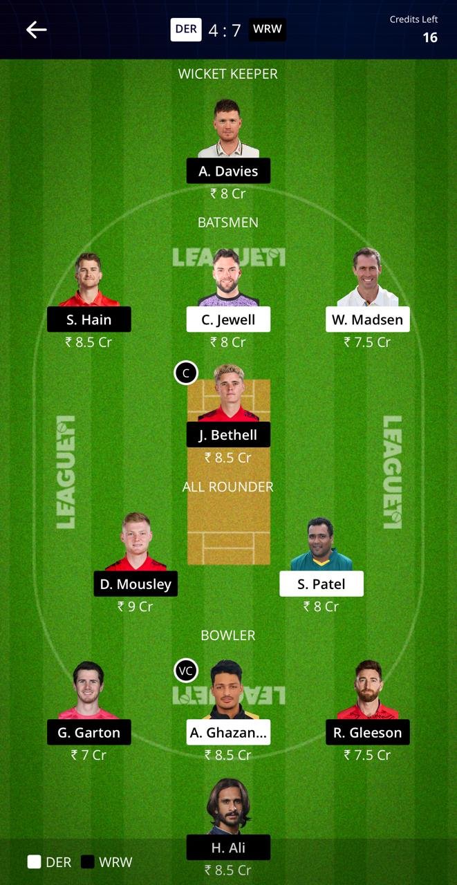 DER VS WAS LEAGUE11 TEAM
