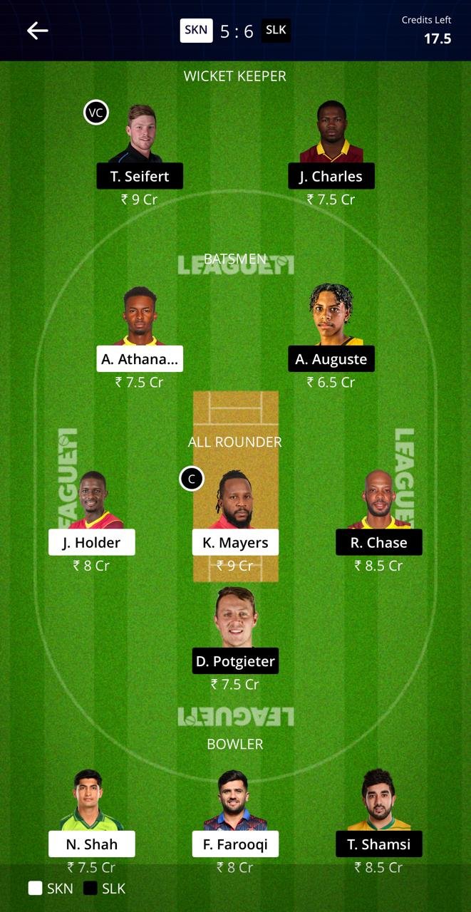 SKN VS SLK LEAGUE11 TEAM