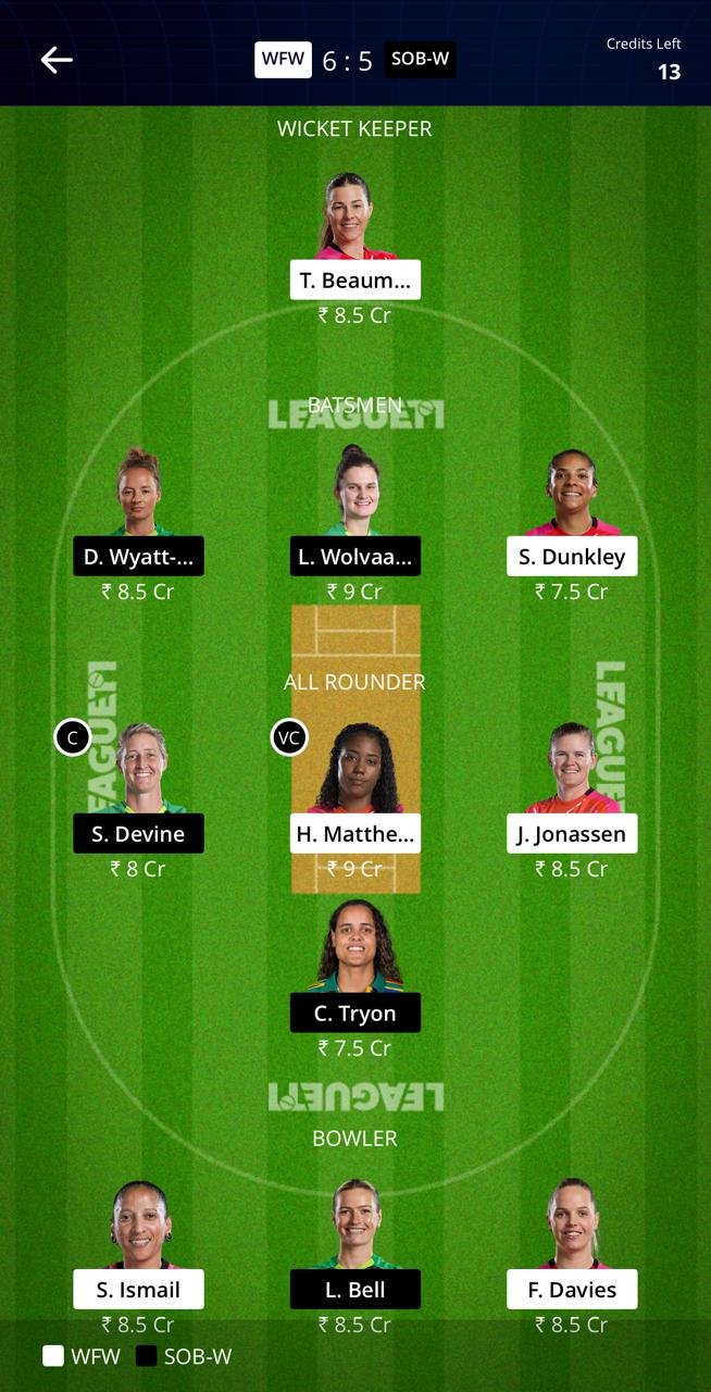 WEF-W VS SOB-W LEAGUE11 TEAM