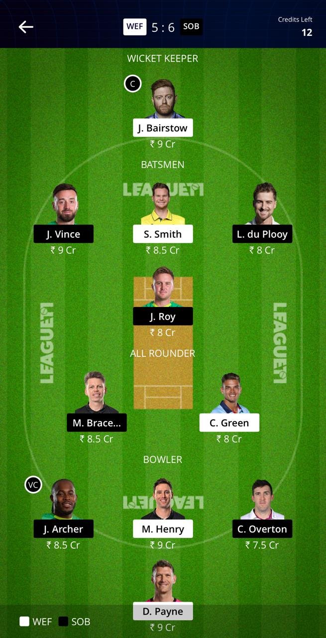 Wef vs sob league11 team