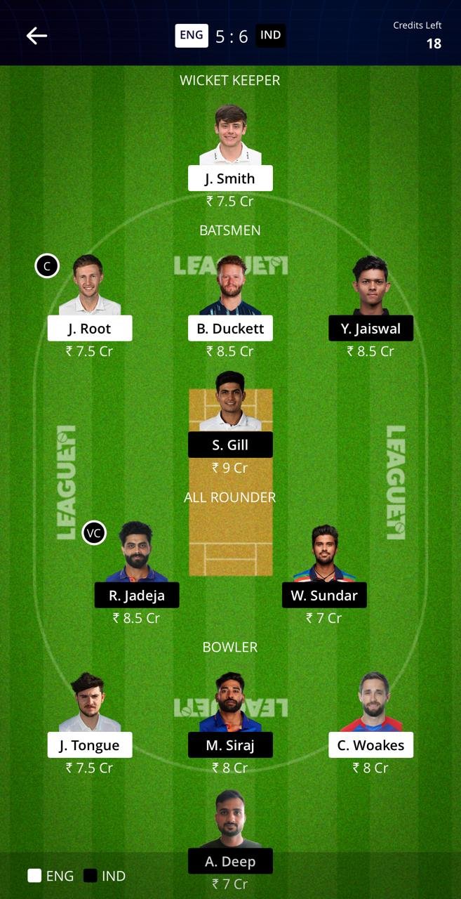 eng vs ind 5th test updated team