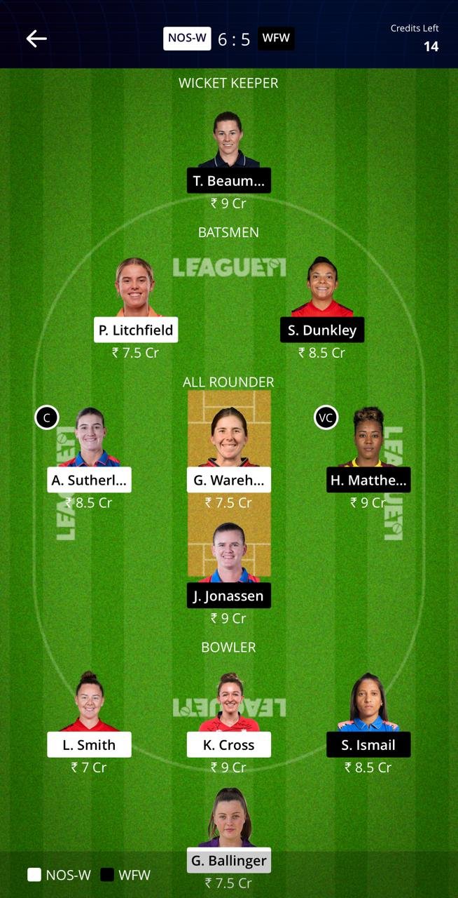 nos-w vs wef-w league11 team